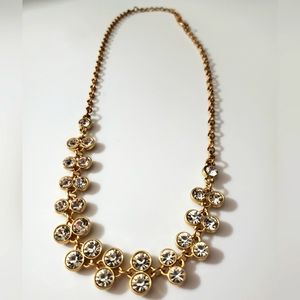 Crystal bubble necklace gold vintage estate bezel set stones sparkly looks new!
